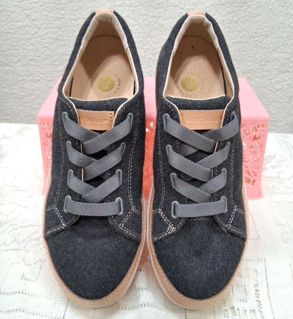 Revitalign Malibu Morgan Wool Slip On Sneaker Dark Charcoal Gray Women Size 8 D